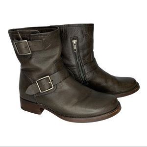 Frye Brown Leather Moto Boots Size 7.5